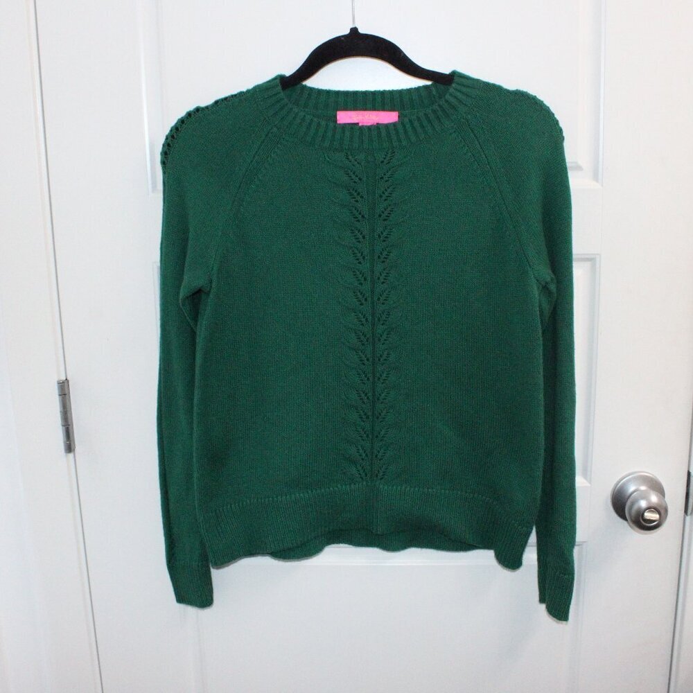 LILLY PULITZER WOMENS ESMA SWEATER EVERGREEN CREWNECK SIZE XXS‎